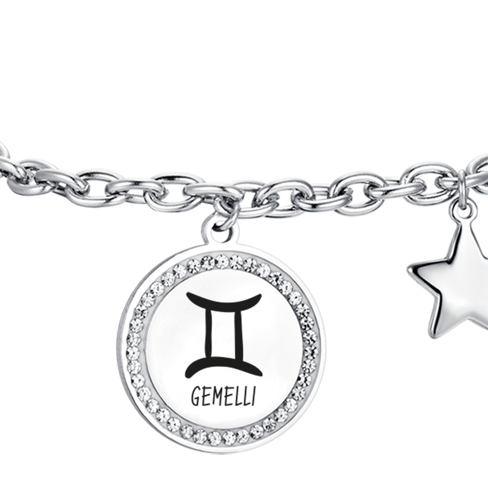 STAHL FRAU ARMBAND STERNZEICHEN ZWILLINGE PLATTE