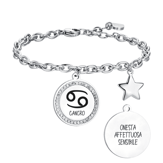 STAHL FRAU ARMBAND TIERKREISZEICHEN KREBS PLATTE
