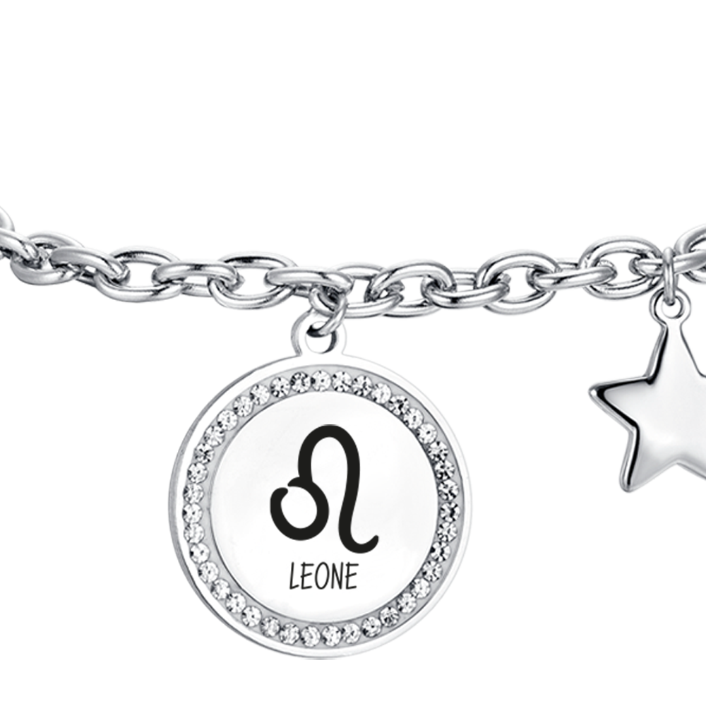 STAHL FRAU ARMBAND TIERKREISZEICHEN LEO PLATTE