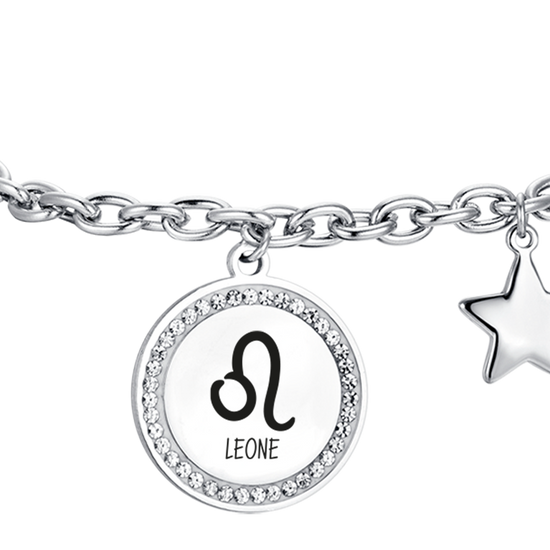 STAHL FRAU ARMBAND TIERKREISZEICHEN LEO PLATTE