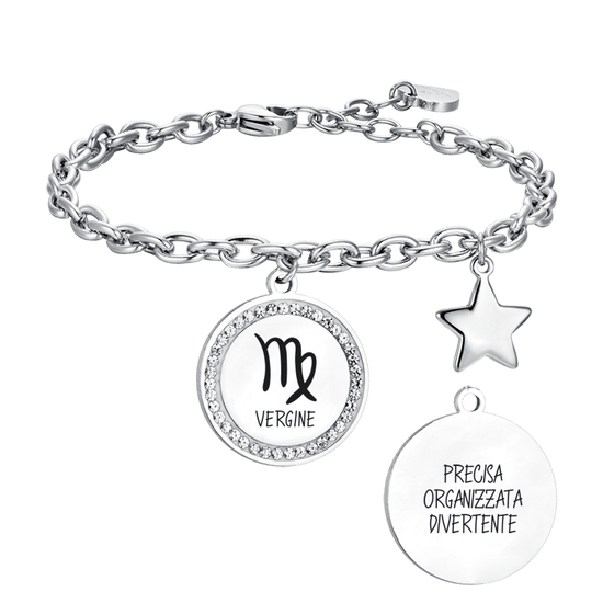 BRACCIALE DONNA IN ACCIAIO SEGNO ZODIACALE VERGINE PIASTRA