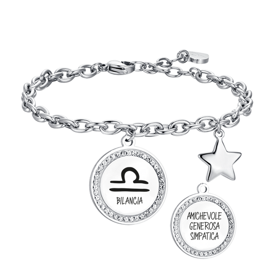 BRACCIALE DONNA IN ACCIAIO SEGNO ZODIACALE BILANCIA PIASTRA