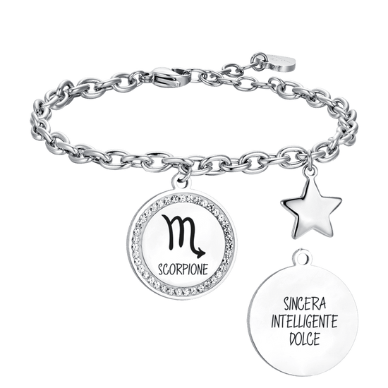 FRAUENARMBAND AUS STAHL ZODIAC SIGN SCORPIO PLATE Luca Barra