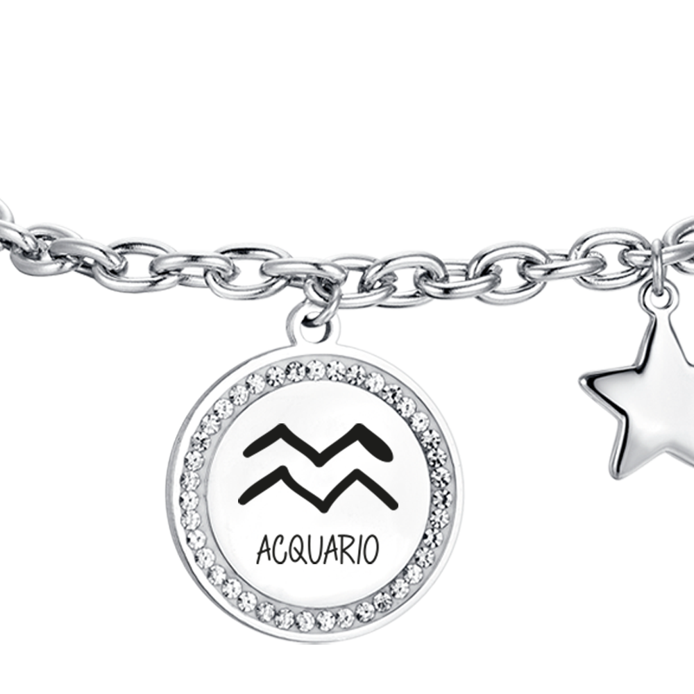 STAHL FRAU ARMBAND STERNZEICHEN WASSERMANN PLATTE