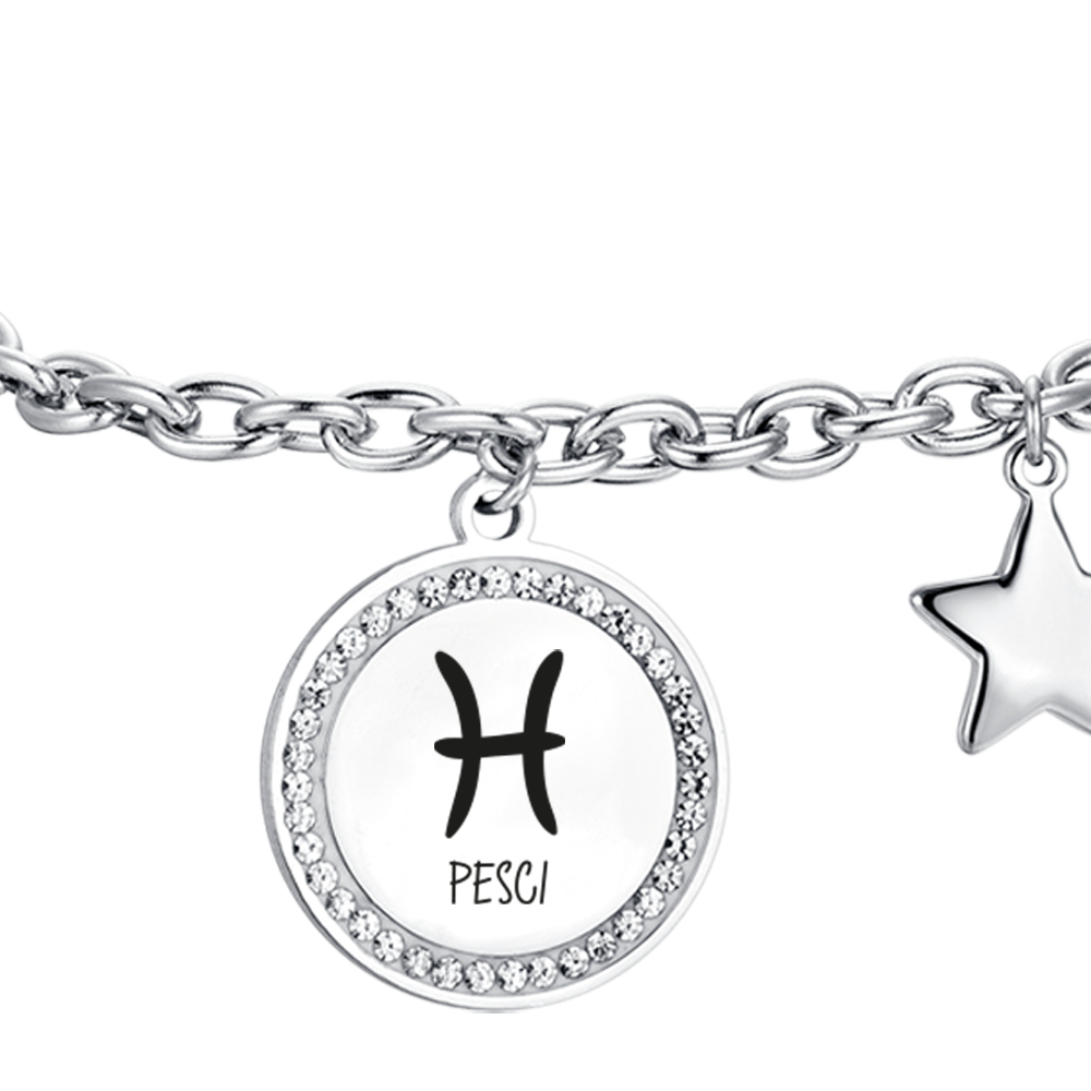 STAHL FRAU ARMBAND STERNZEICHEN FISCHE PLATTE