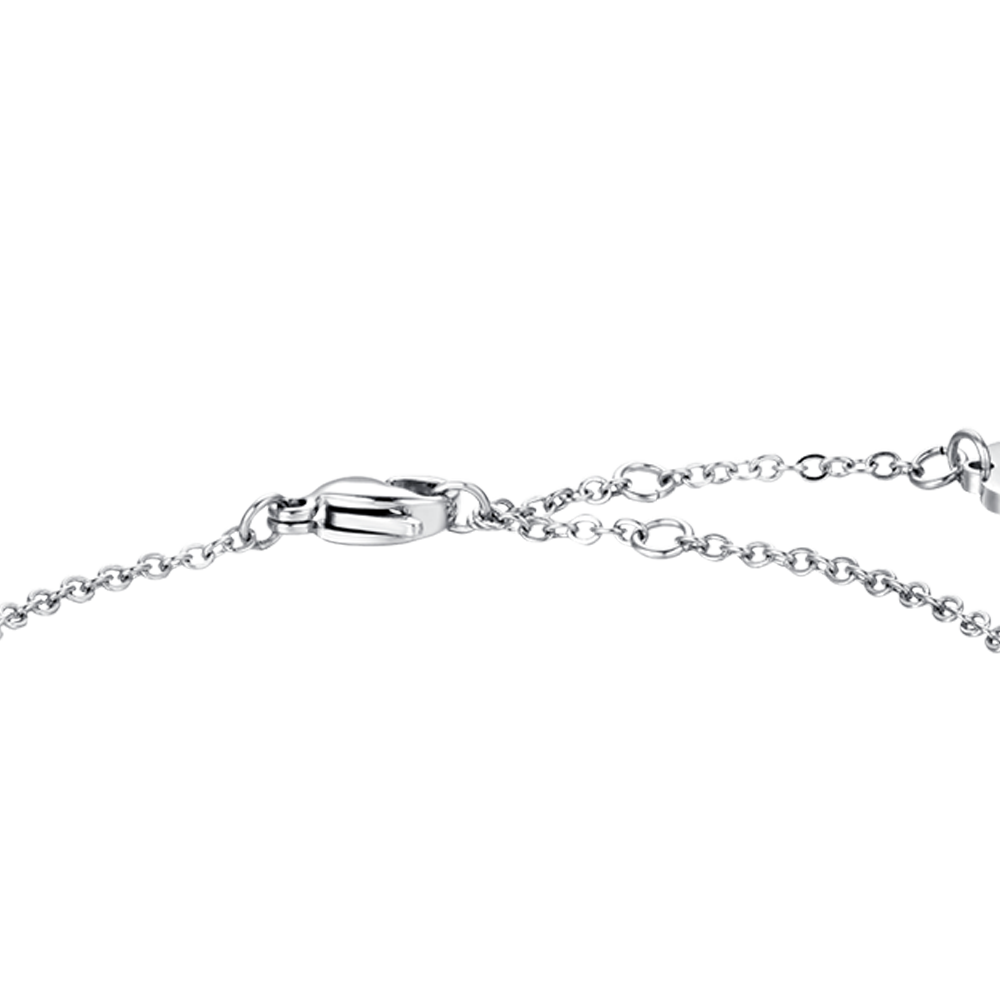 WEISSES KRISTALLHERZ STAHL DAMENARMBAND