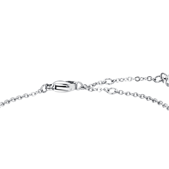 WEISSES KRISTALLHERZ STAHL DAMENARMBAND