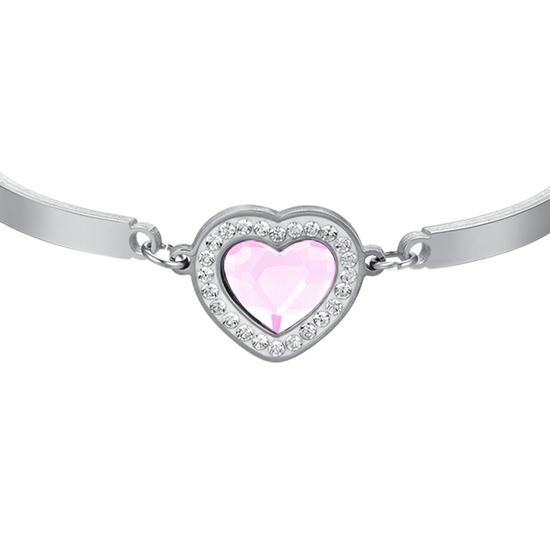 ROSA UND WEISSES KRISTALLHERZ STAHLARMBAND FÜR DAMEN