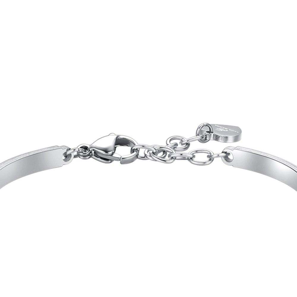 ROSA UND WEISSES KRISTALLHERZ STAHLARMBAND FÜR DAMEN