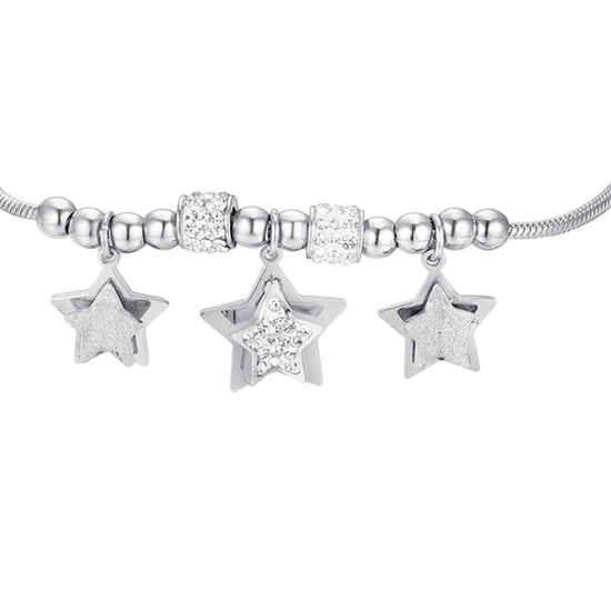 DAMEN-STERN-STAHLARMBAND MIT WEISSEN KRISTALLEN