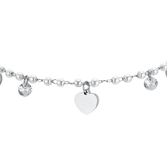 PERLENSTAHL DAMENARMBAND MIT HERZEN