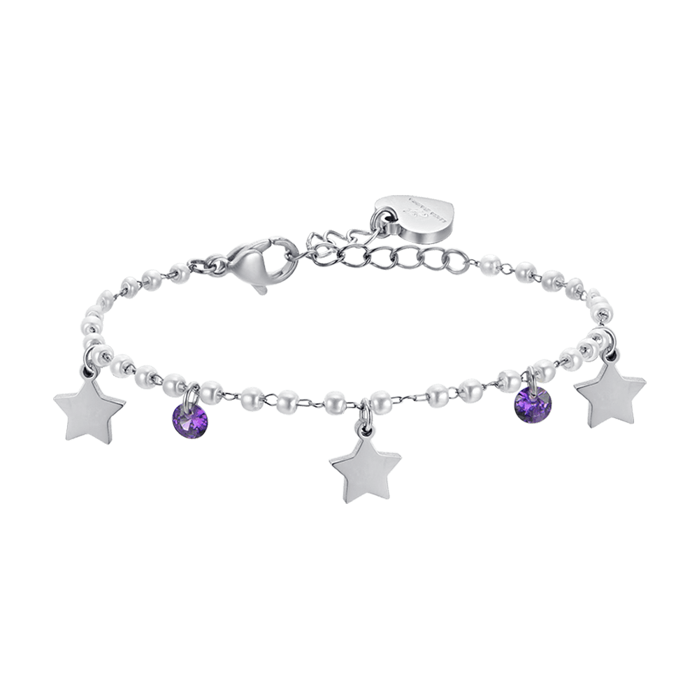 BRACCIALE DONNA IN ACCIAIO PERLE CON STELLE Luca Barra