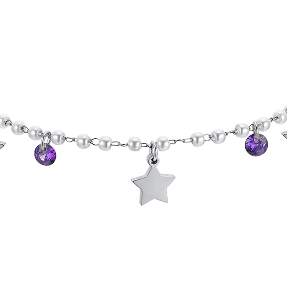 FRAU STAHL PERLENARMBAND MIT STERNEN