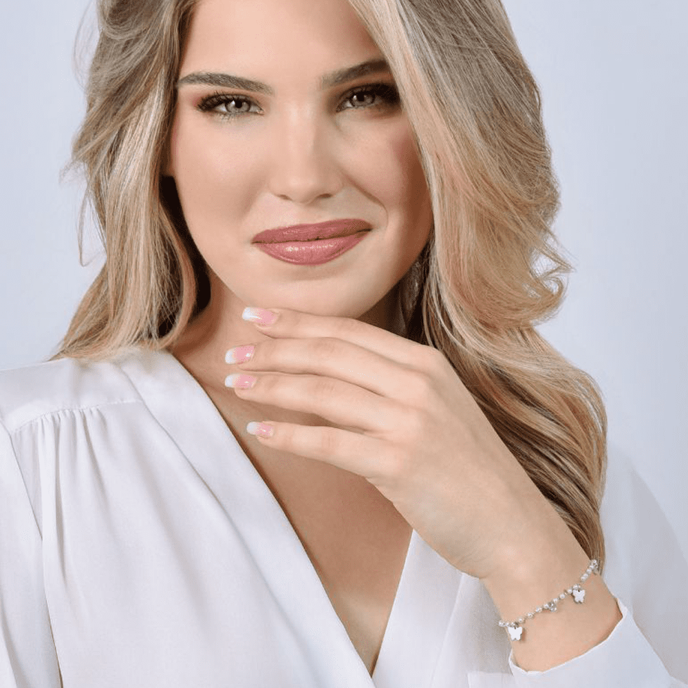 DAMEN STAHLPERLENARMBAND MIT SCHMETTERLINGEN
