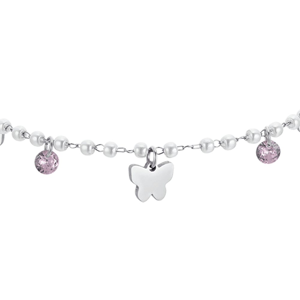 DAMEN STAHLPERLENARMBAND MIT SCHMETTERLINGEN
