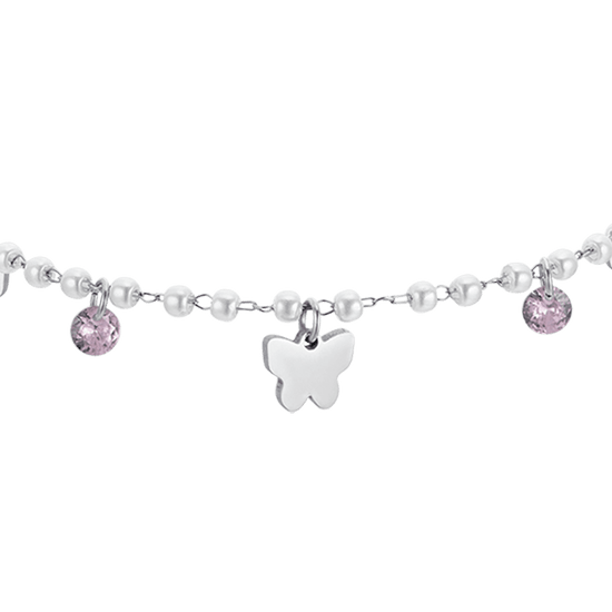 DAMEN STAHLPERLENARMBAND MIT SCHMETTERLINGEN