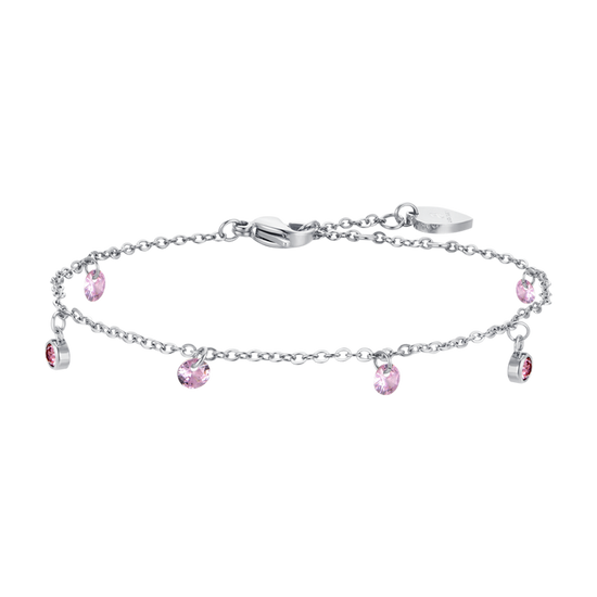 BRACCIALE DONNA IN ACCIAIO CRISTALLI ROSA Luca Barra