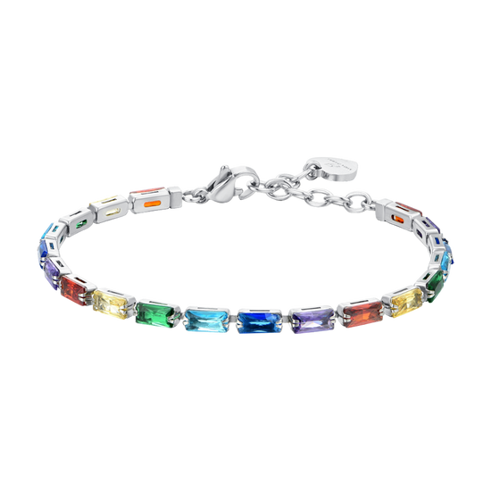 BRACCIALE TENNIS DONNA ZIRCONI BAGUETTE MULTICOLOR