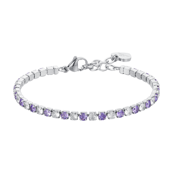 BRACCIALE TENNIS DONNA CRISTALLI VIOLA E BIANCHI Luca Barra