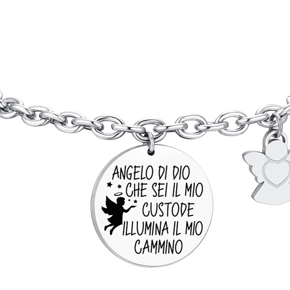 DAMENARMBAND AUS STAHL MIT ENGELSANHÄNGER
