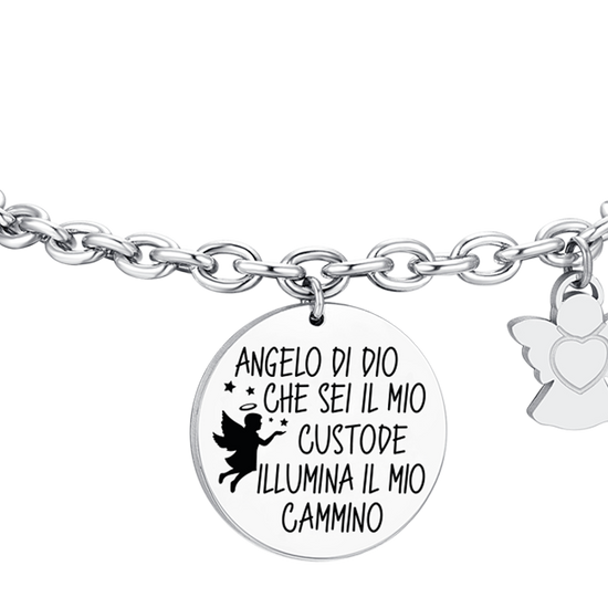 DAMENARMBAND AUS STAHL MIT ENGELSANHÄNGER