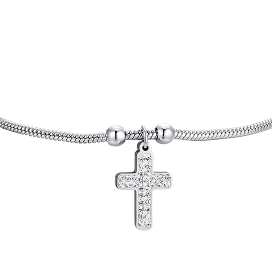 DAMEN STAHLARMBAND MIT KREUZ