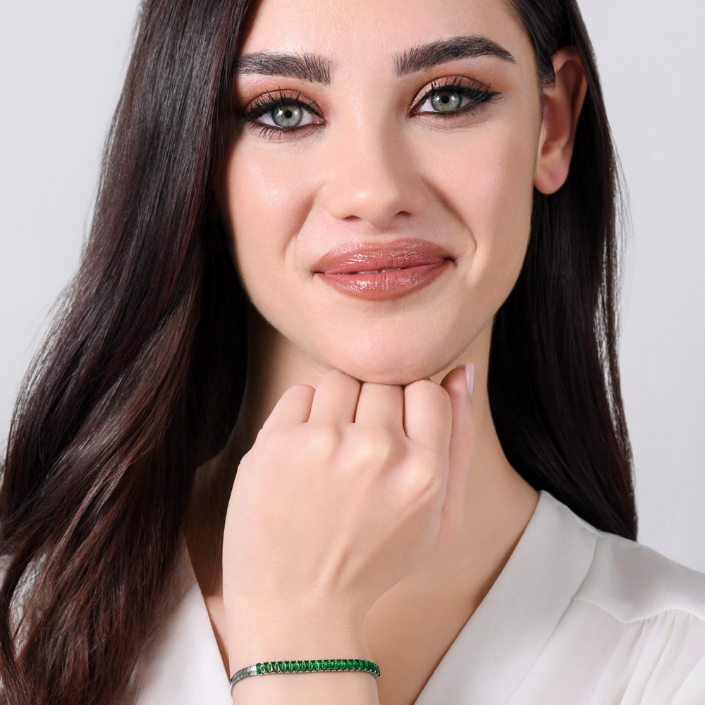 GRÜNER ZIRKONIA STAHL DAMENARMBAND
