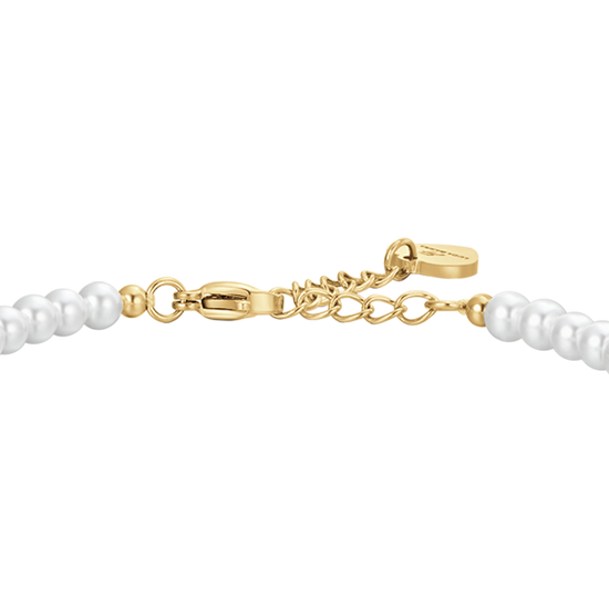 STAHL IP GOLD PERLEN UND ROSE DAMENARMBAND