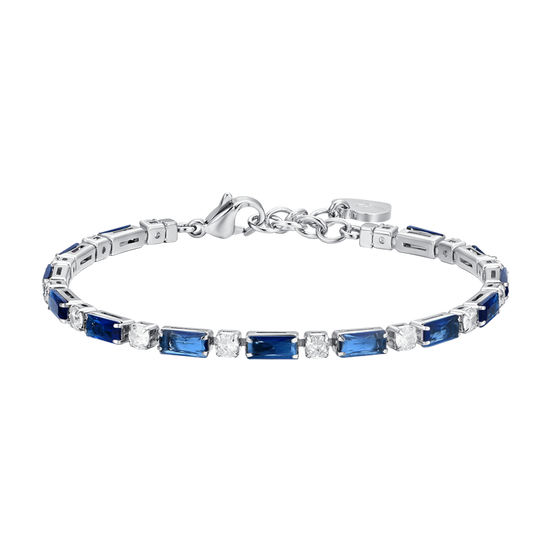 BRACCIALE TENNIS DONNA IN ACCIAIO ZIRCONI BLU Luca Barra