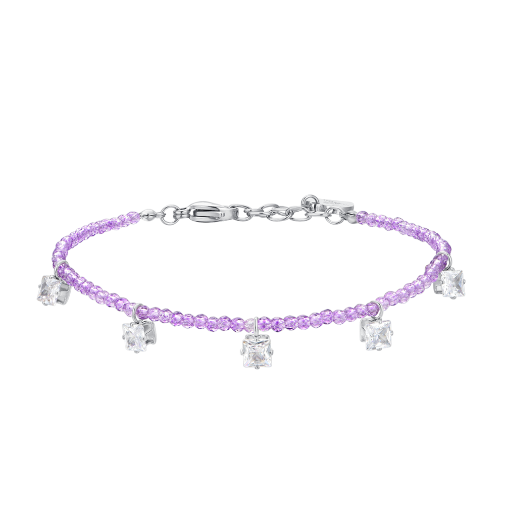 BRACCIALE DONNA IN ACCIAIO CRISTALLI VIOLA E ZIRCONI BIANCHI