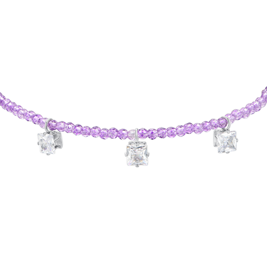 STAHLARMBAND FÜR FRAUEN MIT VIOLETTEN KRISTALLEN UND WEISSEN ZIRKONEN