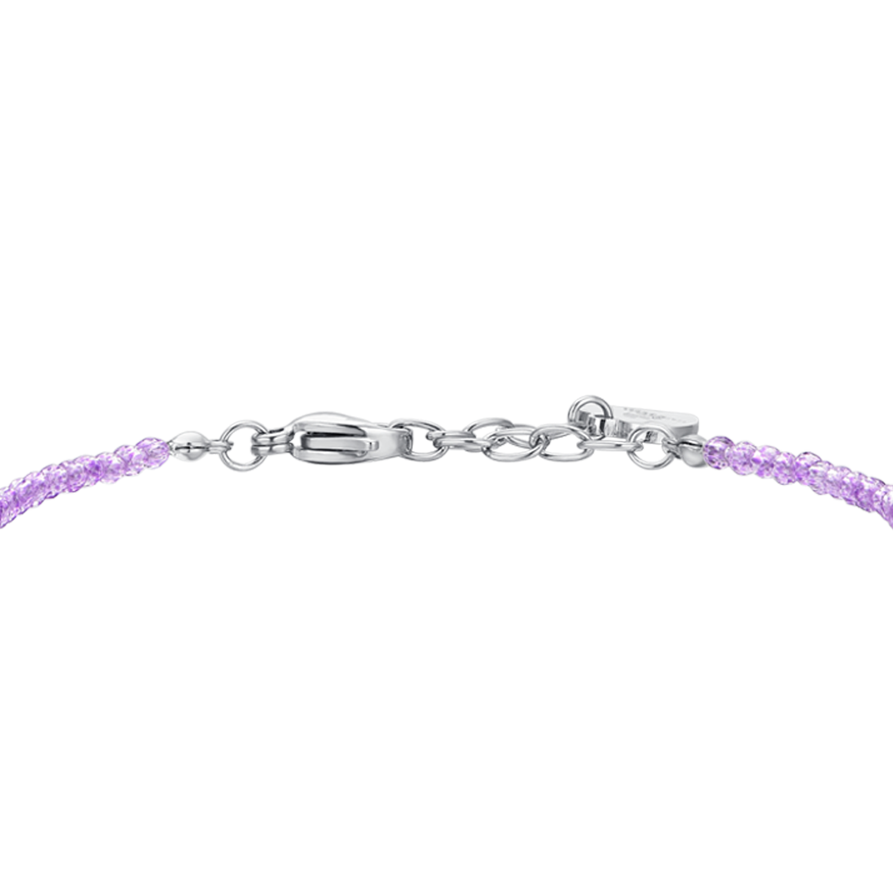 STAHLARMBAND FÜR FRAUEN MIT VIOLETTEN KRISTALLEN UND WEISSEN ZIRKONEN