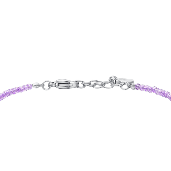 STAHLARMBAND FÜR FRAUEN MIT VIOLETTEN KRISTALLEN UND WEISSEN ZIRKONEN