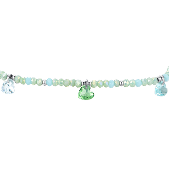 AQUAGRÜNES DAMENARMBAND AUS STAHL MIT STEINEN UND KRISTALLEN