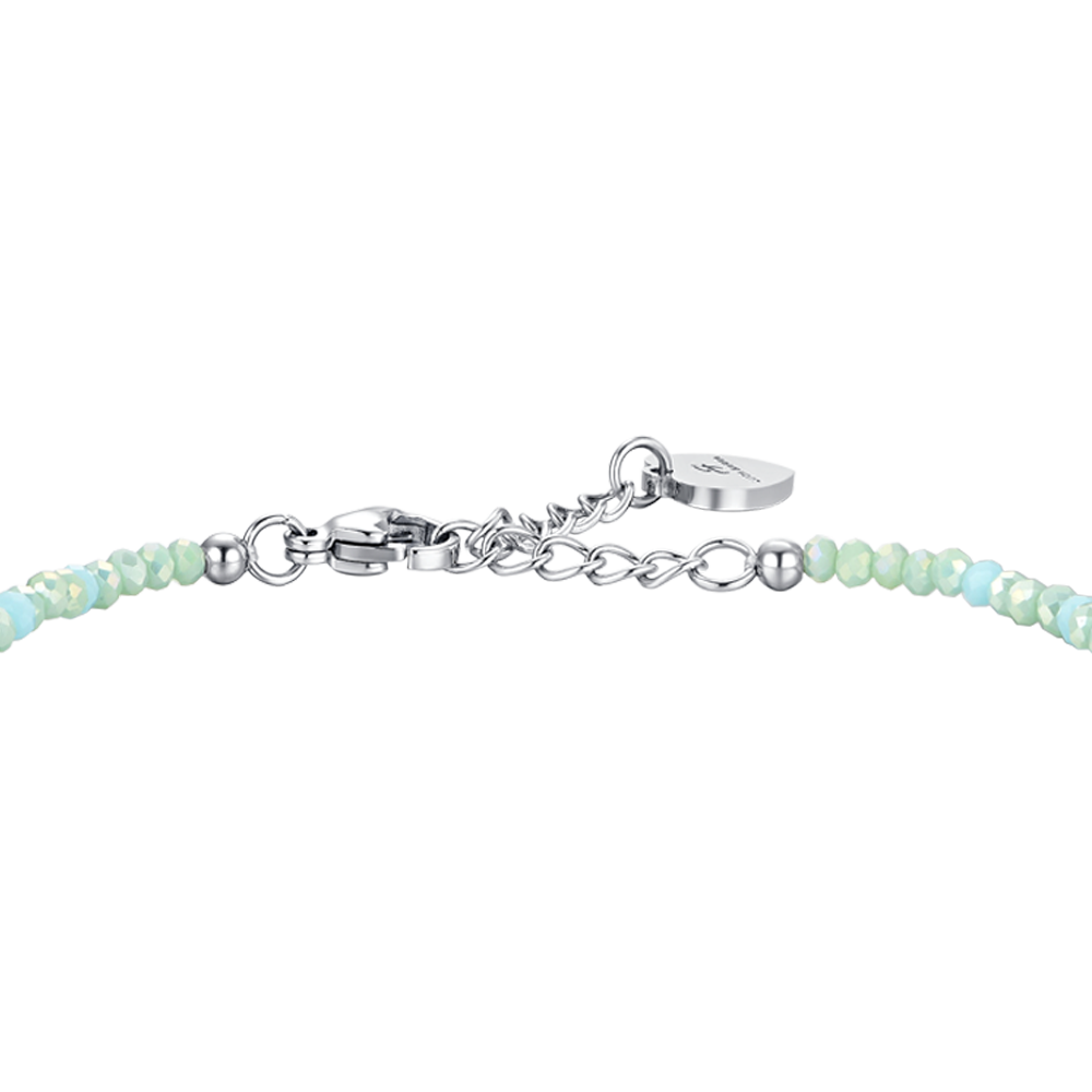 AQUAGRÜNES DAMENARMBAND AUS STAHL MIT STEINEN UND KRISTALLEN