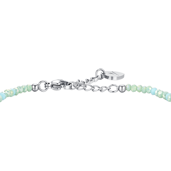 AQUAGRÜNES DAMENARMBAND AUS STAHL MIT STEINEN UND KRISTALLEN