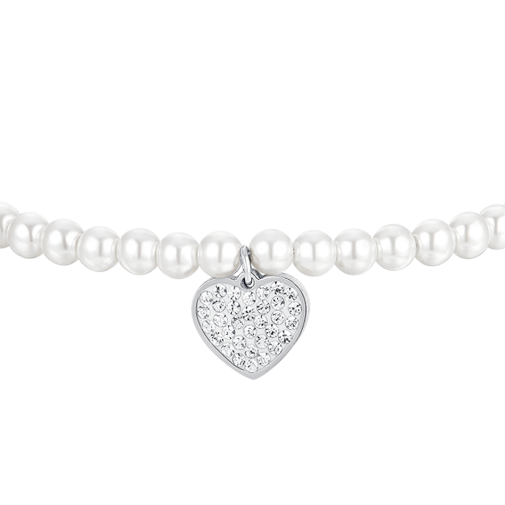PERLE UND HERZ STAHL DAMENARMBAND
