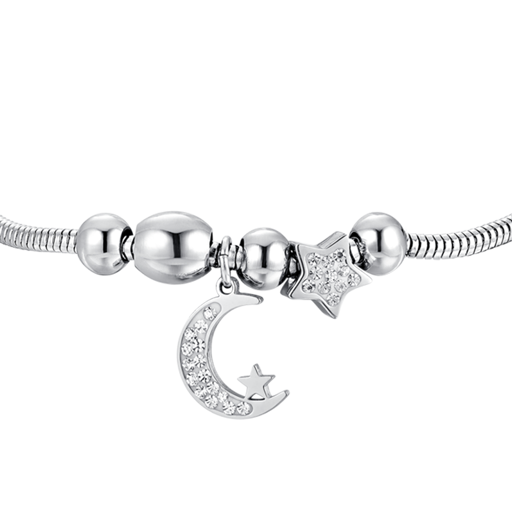 STAHL MOND UND KRISTALLE DAMENARMBAND