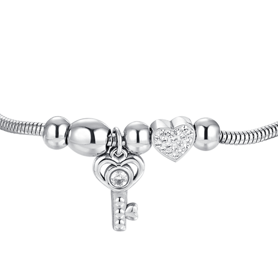SCHLÜSSEL STAHL UND KRISTALL DAMENARMBAND