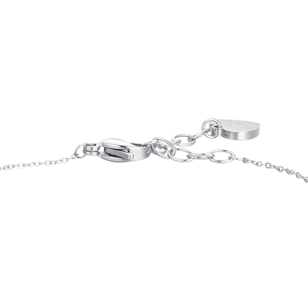 BRACCIALE DONNA IN ACCIAIO PERLE SINTETICHE E FIOCCO