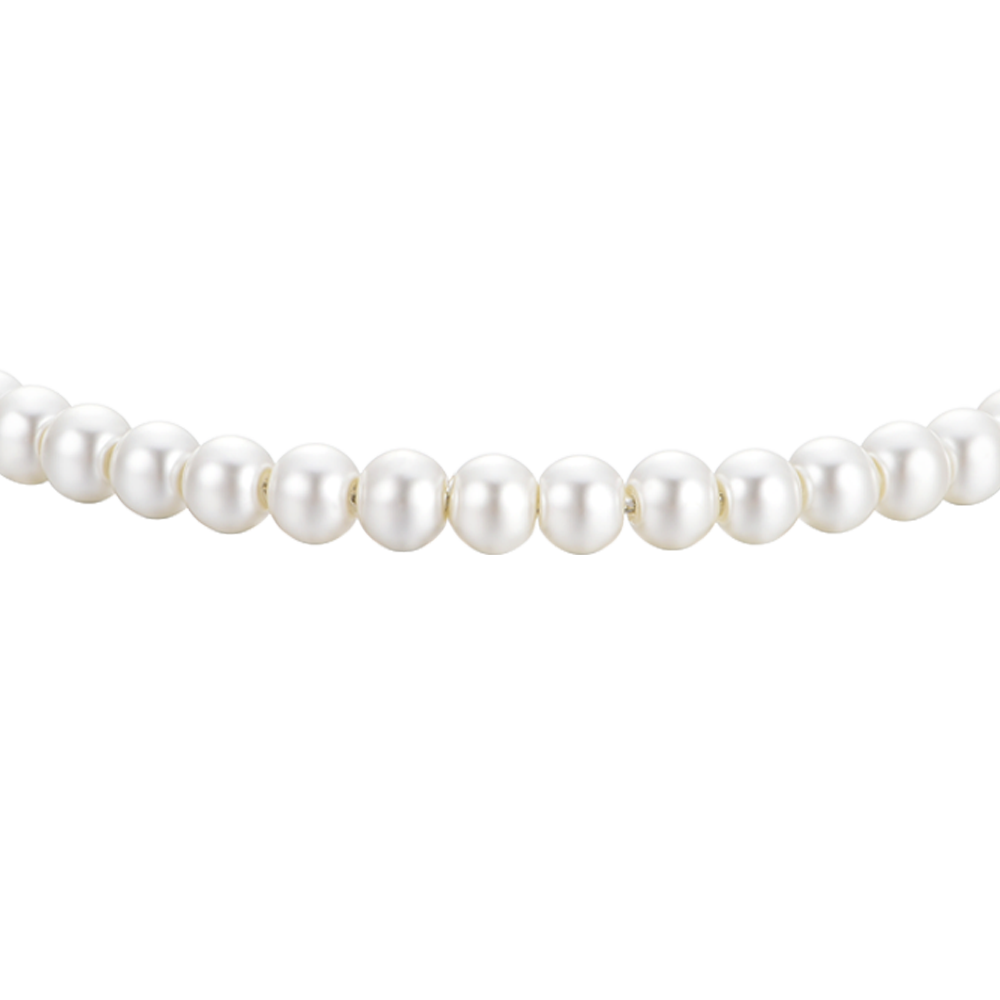 DAMENARMBAND AUS STAHL MIT WEISSEN PERLEN