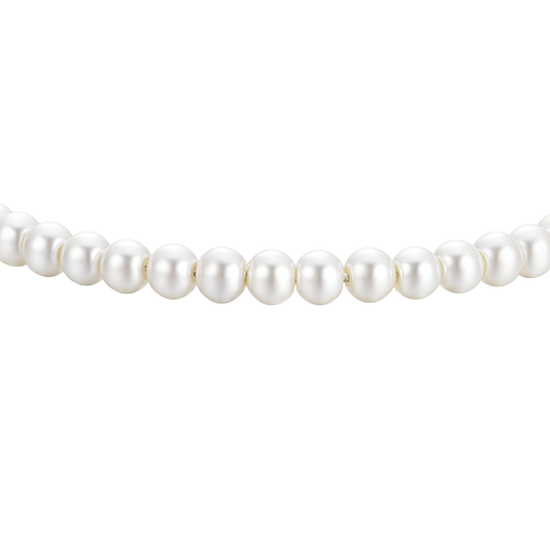 DAMENARMBAND AUS STAHL MIT WEISSEN PERLEN