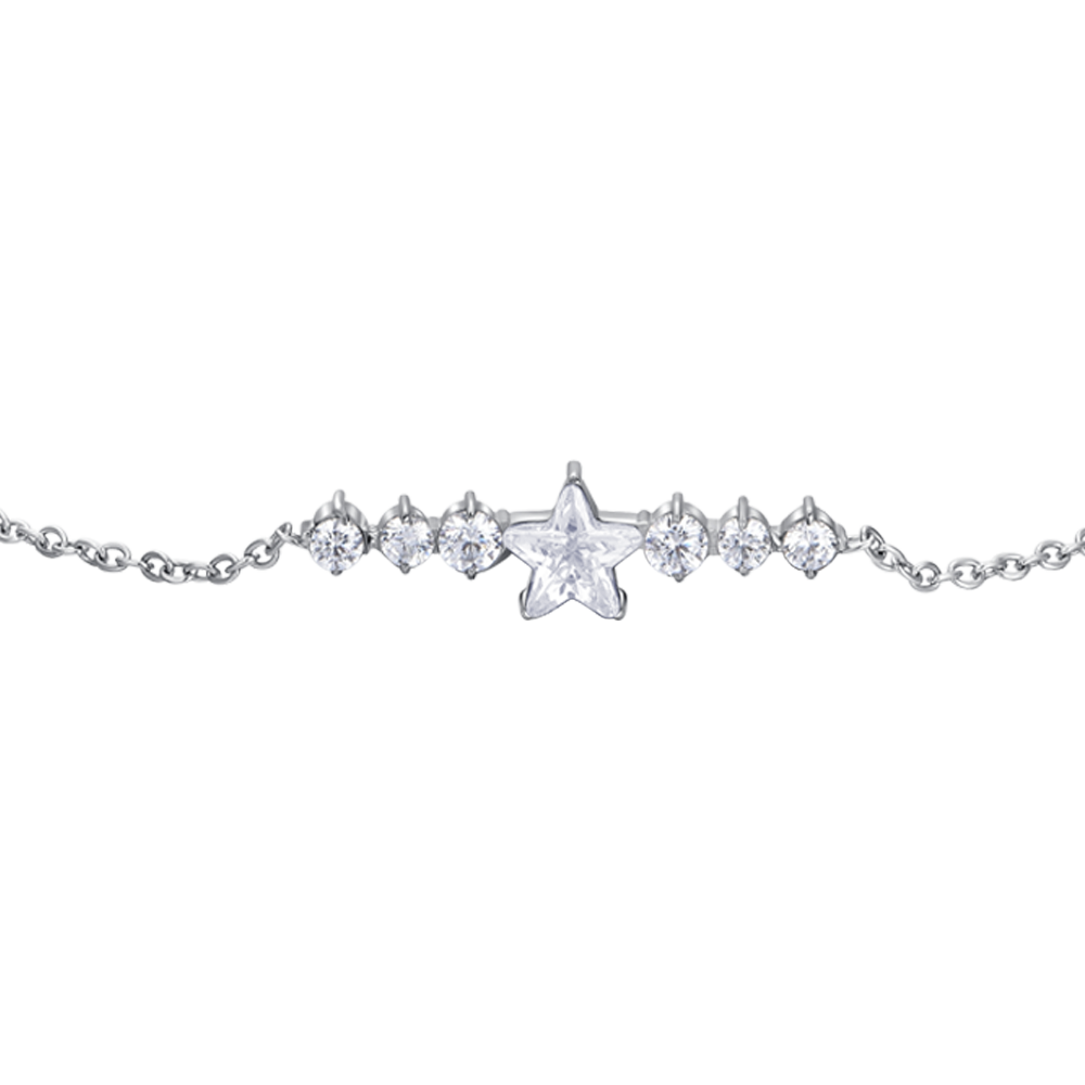 DAMENARMBAND AUS STAHL MIT STERN UND WEISSEN KRISTALLEN