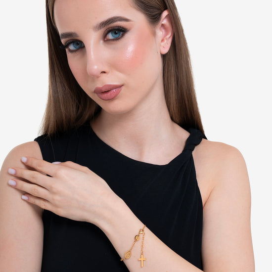 BRACCIALE DONNA ROSARIO IN ACCIAIO IP GOLD