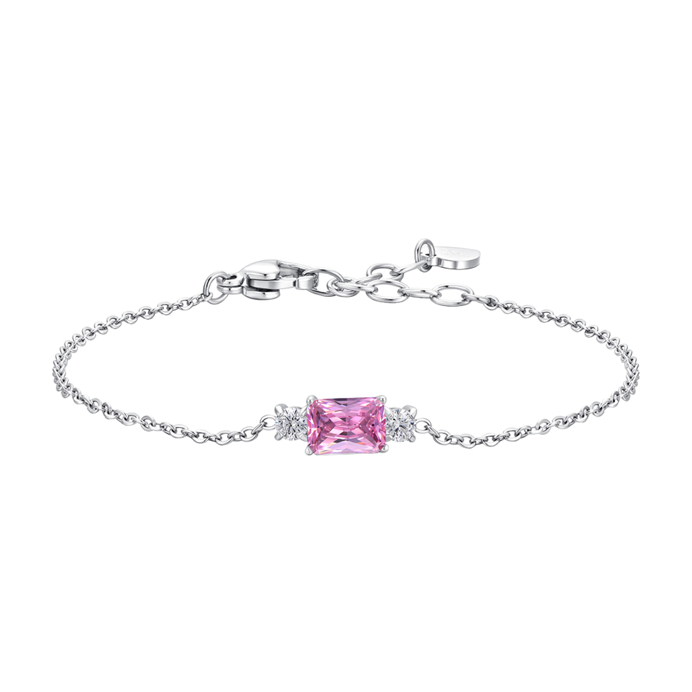 BRACCIALE DONNA IN ACCIAIO CON ZIRCONI ROSA E BIANCHI