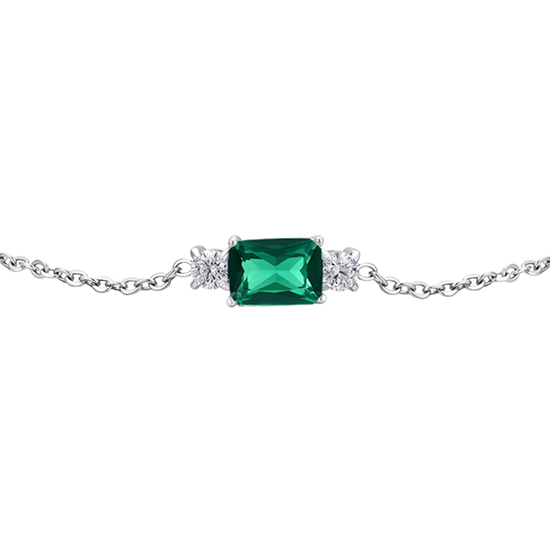 BRACCIALE DONNA IN ACCIAIO CON ZIRCONI VERDE E BIANCHI