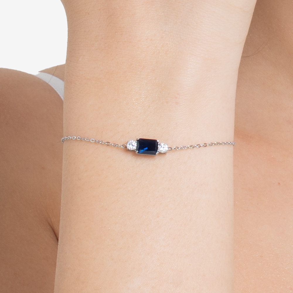 BRACCIALE DONNA IN ACCIAIO CON ZIRCONI BLU E BIANCHI