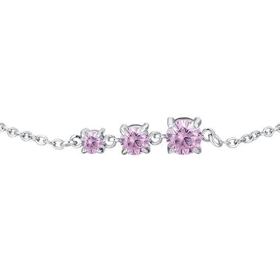 BRACCIALE DONNA IN ACCIAIO CON ZIRCONI ROSA