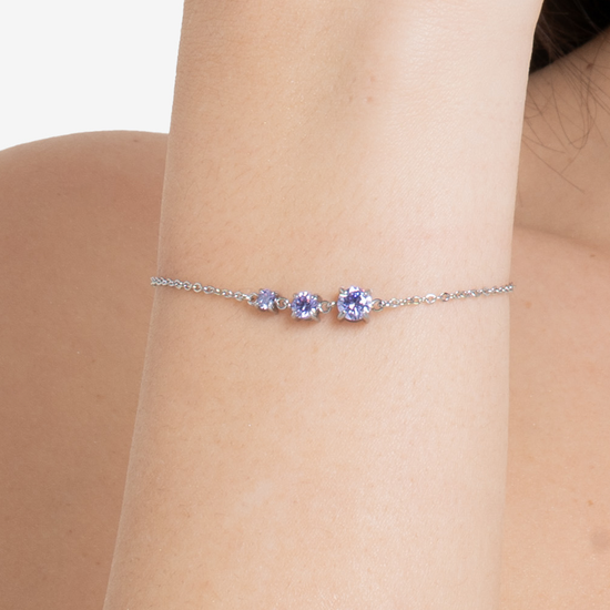 BRACCIALE DONNA IN ACCIAIO CON ZIRCONI VIOLA