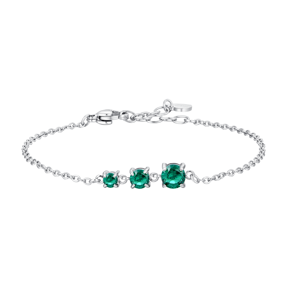 BRACCIALE DONNA IN ACCIAIO CON ZIRCONI VERDI